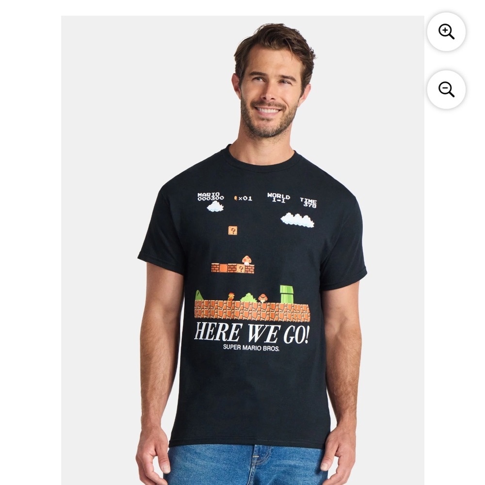 NWT Super  Mario Bros Black Graphic T-Shirt